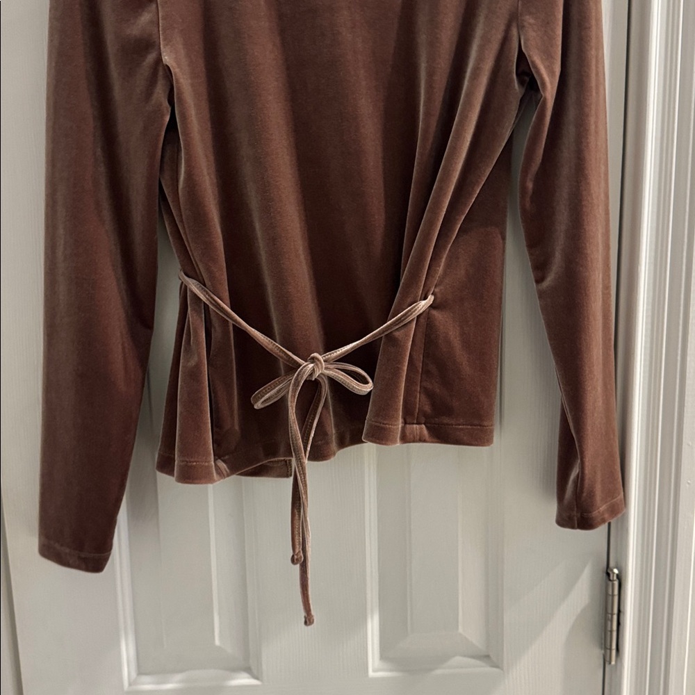 Madewell Brown Velvet Wrap Top - Picture 7 of 10